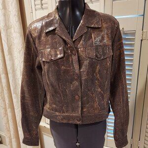 Faux Golden Brown Snakeskin Jacket Nancy Bolen City Girl Size 8